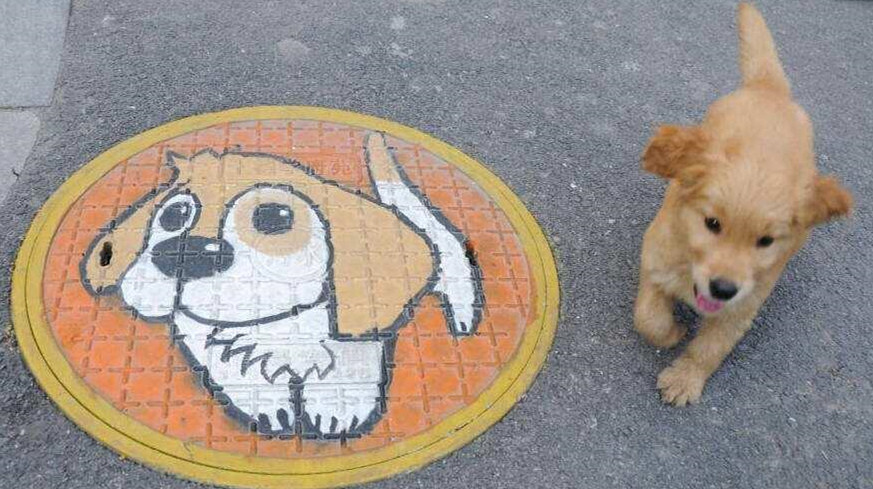  井盖上竟然也可以画画